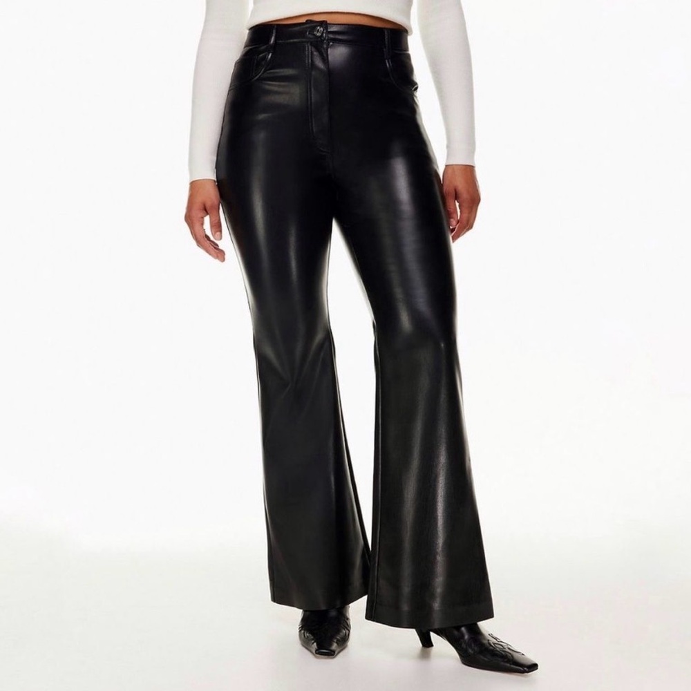 Aritzia Black Leather Flare Pants